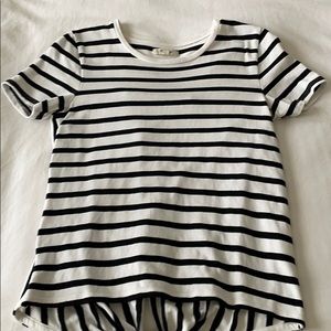 Madewell black and white stripe Tie shirt.